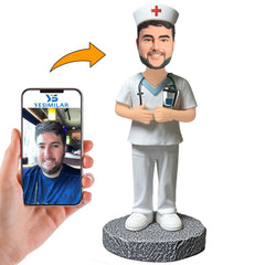 Male Nurse with Stethoscope Custom Bobbleheads Personalized Doll