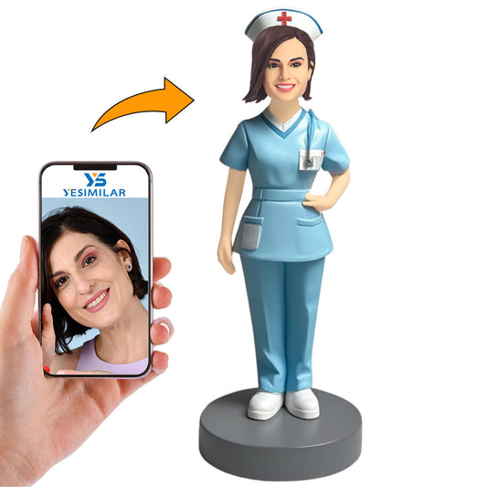 Female Operating Room Blue Suit Nurse Custom Bobbleheads