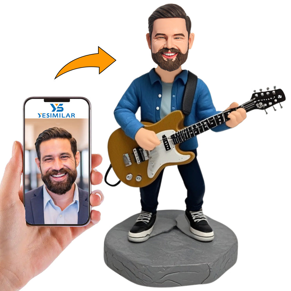 Male Guitar Lover Jazz Guitarist Custom Bobbleheads