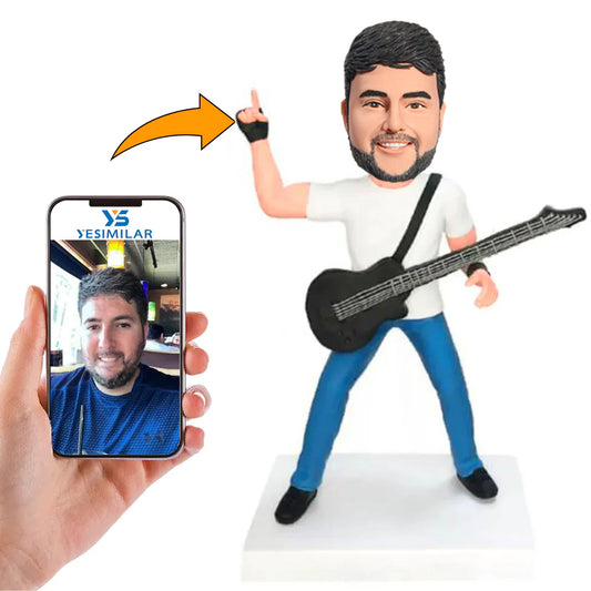 Male Guitarist in White Shirt Custom Bobbleheads
