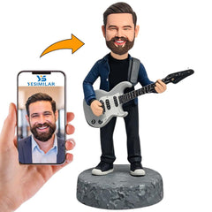 Guitarist in Blue Jacket Custom Bobbleheads