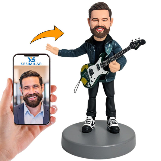 Handsome Male Guitarist Playing Guitar Custom Bobbleheads