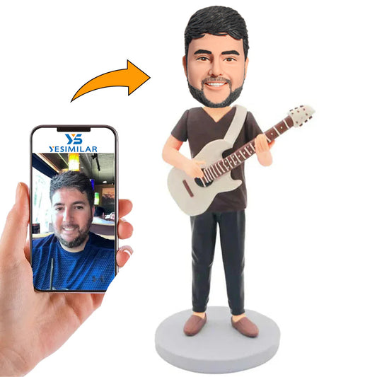 Male Guitarist Playing Guitar Custom Bobbleheads