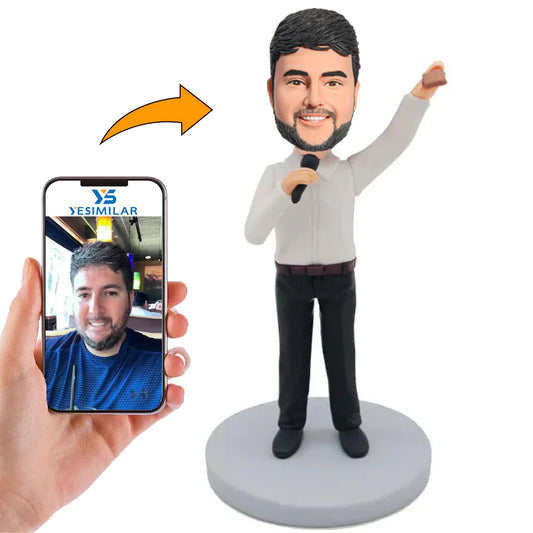 Male Singer Singing with Microphone Custom Bobbleheads