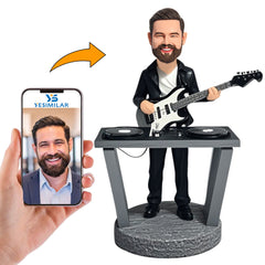 Man Playing Guitar with DJ Booth Custom Bobbleheads