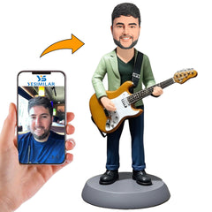 Guitarist in Green Coat Custom Bobbleheads Personalized Figure