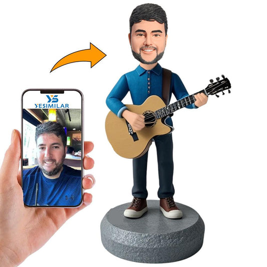 Handsome Male Guitarist Guitar Lover Custom Bobbleheads