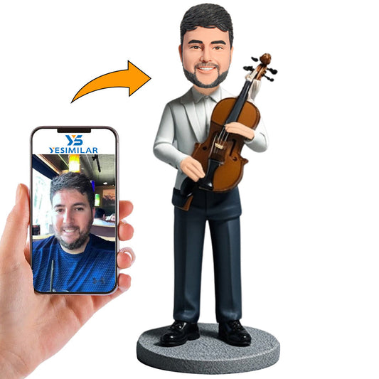 Male Singer Holding Violin Custom Bobbleheads