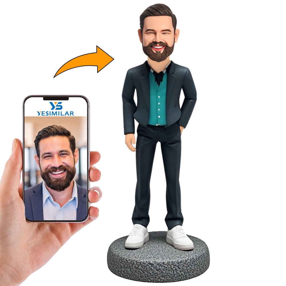 Man with Left Hand in Pocket Custom Bobbleheads