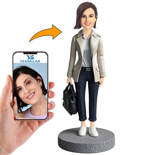 Chic Business Casual Woman Custom Bobbleheads