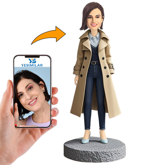 Modern Girl in Blue Jeans Custom Bobbleheads