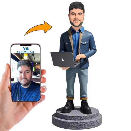 Male Software Engineer with iMac Custom Bobbleheads