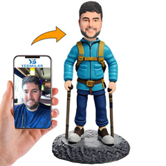 Man in Blue Mountaineering Suit Custom Bobbleheads