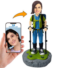 Female Hiking Mountain Climber Custom Bobbleheads