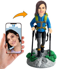 Female Climbing Mountain Custom Bobbleheads Personalized Doll