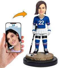 Number 22 Female Hockey Player Custom Bobbleheads