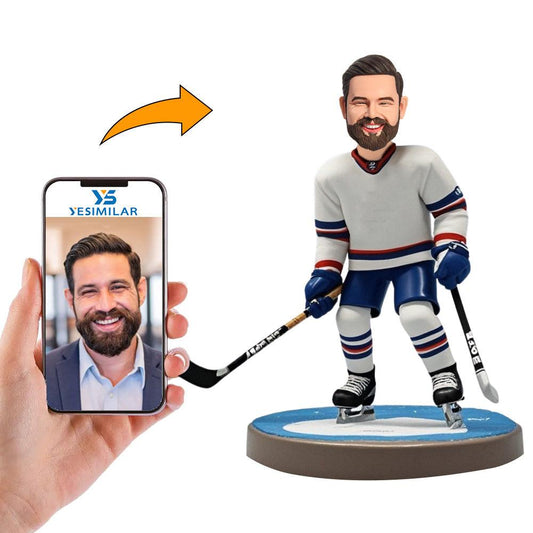 Hockey Player Standing on Ice Rink Custom Bobbleheads