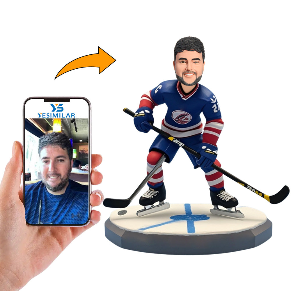 Funny Sportsman with Hockey Stick in His Pants Custom Bobbleheads