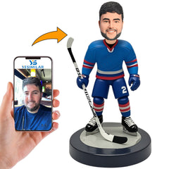 Blue Suit No. 2 Male Hockey Player Custom Bobbleheads