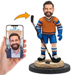 Orange T-Shirt Male Hockey Player Custom Bobbleheads