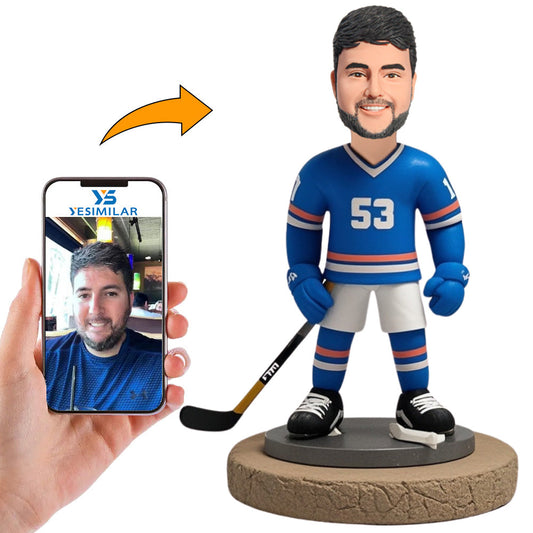 No. 53 Male Hockey Player Custom Bobbleheads Personalized Figure