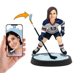 No. 13 Female Hockey Player Custom Bobbleheads Personalized Figure