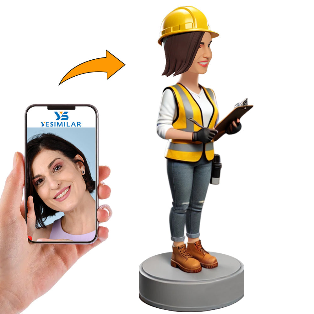 Female Safety Engineer Custom Bobbleheads Personalized Figure