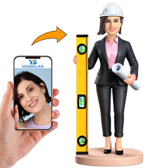 Construction Engineer Holding Level Ruler Custom Bobbleheads