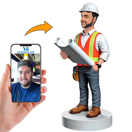 Male Engineer Holding Blueprints Custom Bobbleheads