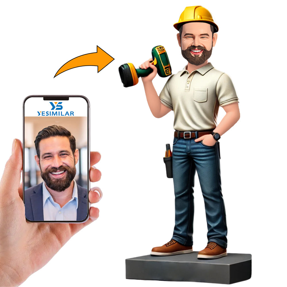 Male Engineer Holding Tools Custom Bobbleheads Personalized Figure