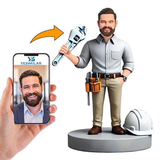 Male Engineer Holding A Wrench Custom Bobbleheads