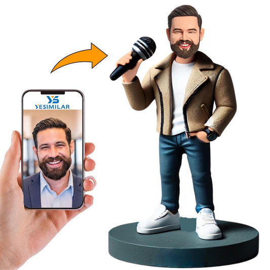 Male Singer Wearing Jacket Custom Bobbleheads