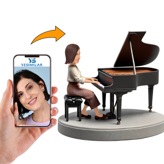 Elegant Female Pianist Custom Bobbleheads