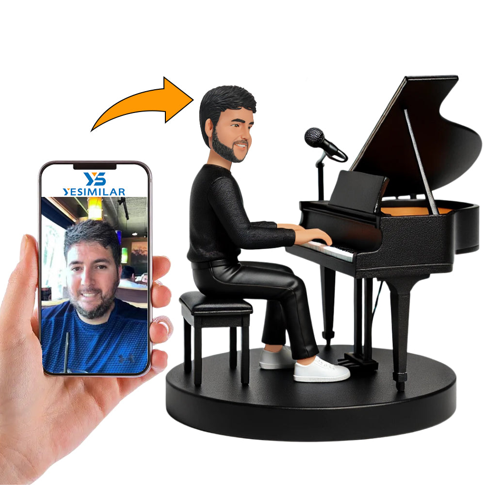 Elegant Male Pianist Custom Bobbleheads Personalized Figure