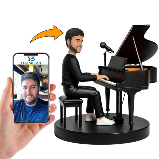 Elegant Male Pianist Custom Bobbleheads Personalized Figure