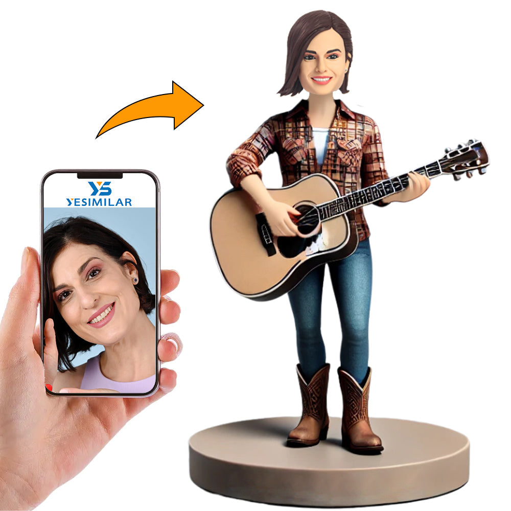 Female Guitarist Beautiful Girl Custom Bobbleheads