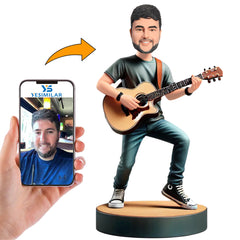 Passionate Male Guitarist Obsessed with Music Custom Bobbleheads