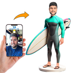 Man Holding Big Surfboard Custom Bobbleheads Personalized Doll