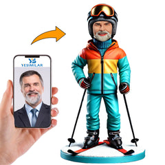 Man Skiing in Ski Suit Custom Bobbleheads