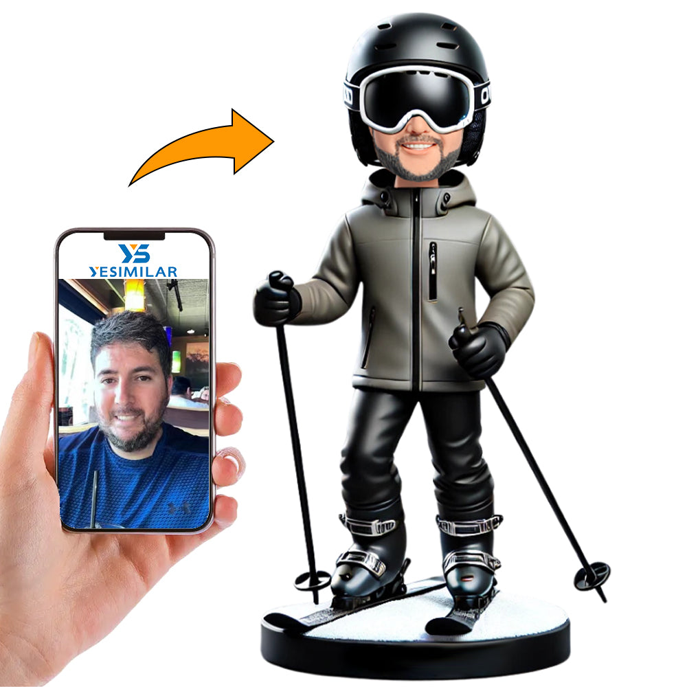 Cool Male Skier Wearing Sunglasses And Hat Custom Bobbleheads