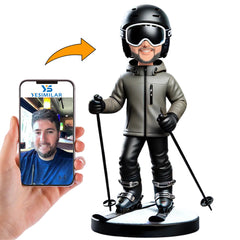 Cool Male Skier Wearing Sunglasses And Hat Custom Bobbleheads