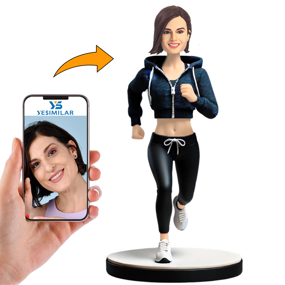 Girl in Sportswear Running Custom Bobbleheads