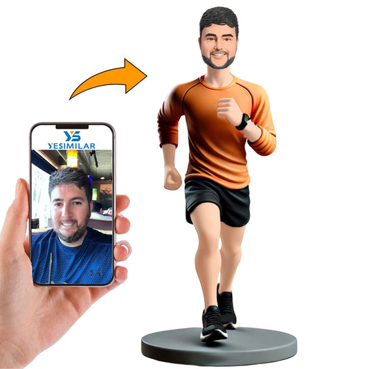 Man Running in Orange T-shirt Custom Bobbleheads