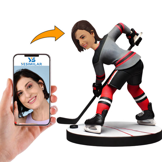 Sexy Female Hockey Player in Sportswear Custom Bobbleheads