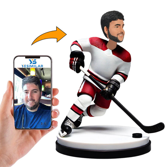 Boy Hockey Enthusiast Custom Bobbleheads Personalized Doll