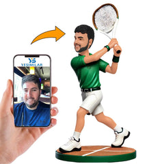 Green T-shirt Male Tennis Player Custom Bobbleheads