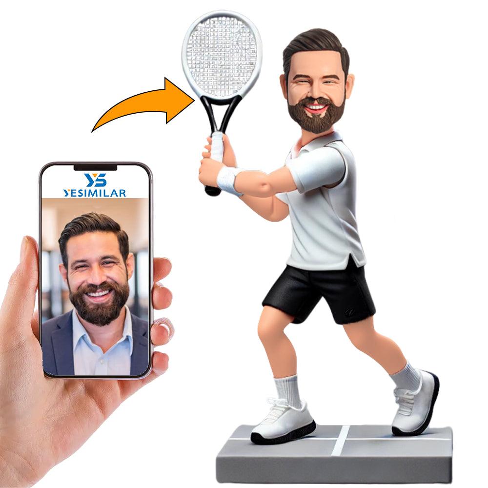 Happy Male Tennis Player Custom Bobbleheads