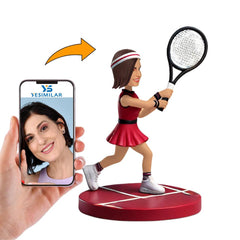 Happy Female Tennis Player Custom Bobbleheads