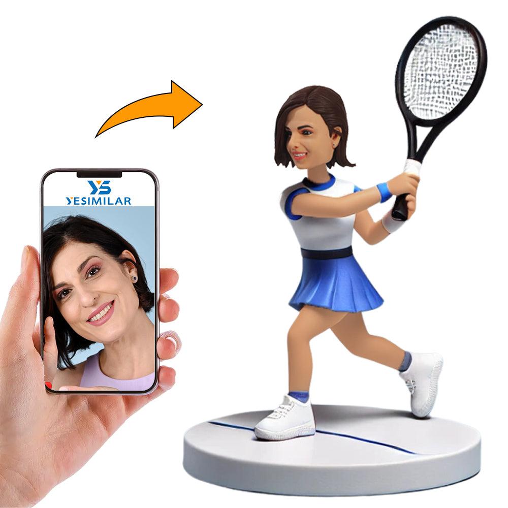 Female Tennis Player in Dress Custom Bobbleheads