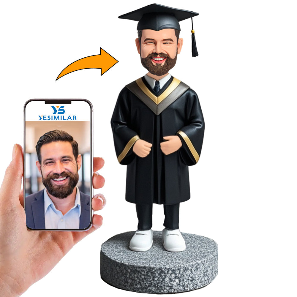 Graduates in Black Uniform During Graduation Season Custom Bobbleheads